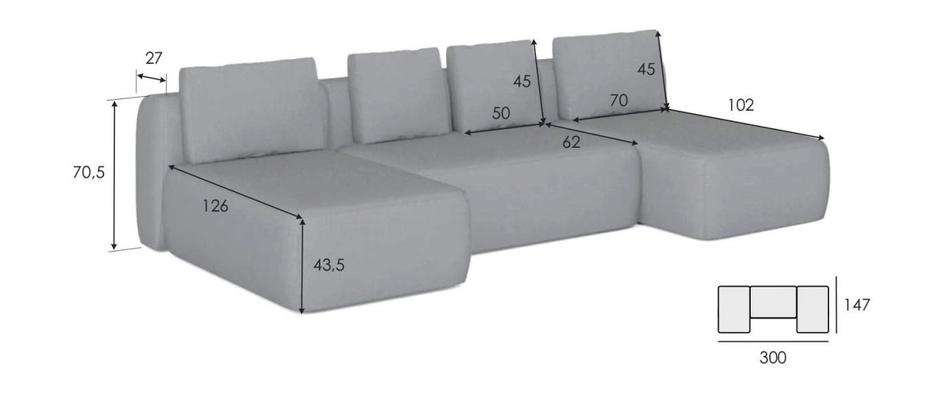 Molto, 3 sections, 125x125x125 - 3 - большое изображение